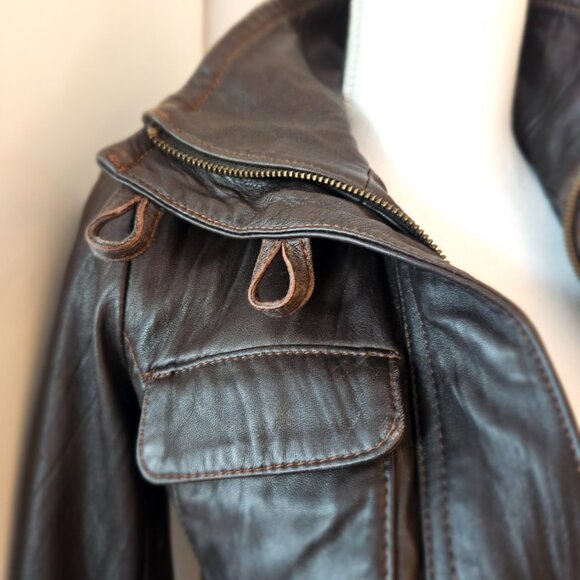 Vintage Danier Leather Moto Jacket - Dark Brown - Picture 3 of 5